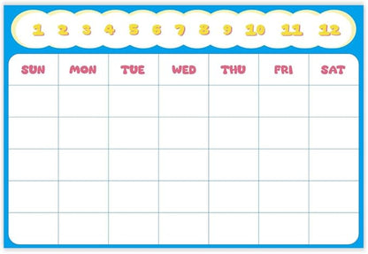 GEEKBEAR Dry Erase Refrigerator Calendar with 3 Markers - Attachable to Any Fridge with Special Suction Cups - Monthly and Weekly Designs, Acrylic - 15.7" x 10.6" (08. Cloud, Monthly)