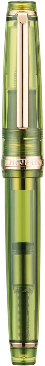 Jinhao 82 Acrylic Fountain Pen, Iridium Extra Fine Nib with Ink Converter, Transparent Olive Green Classic Design Smooth Writing Pen (Gold Trim)
