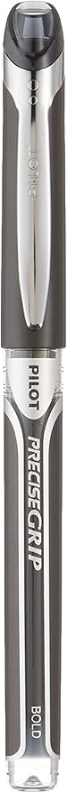 PILOT, Precise Grip Liquid Ink Rolling Ball Stick Pens, Bold Point 1 mm, Black, Pack of 12