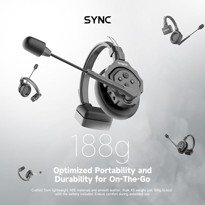 SYNCO XTALK X2 Wireless Intercom Headset System 2.4GHz 1148ft/350m Long Distance Range Real-time Monitoring Communication Headset for Live Show Stage Performance Movie Shoot (X2 for 2 persons)
