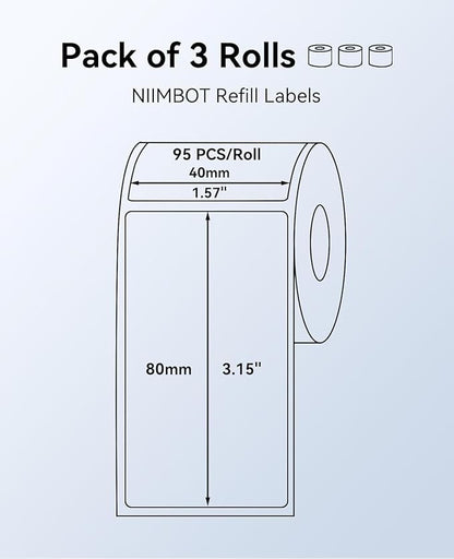 3 Rolls Labels for NIIMBOT B1 B21 B3S B31 K3, 2'' x 1.18'' (50x30mm) Kitchen Labels for Containers, Waterproof, Oil-Proof and Tear-Proof Thermal Printer Labels