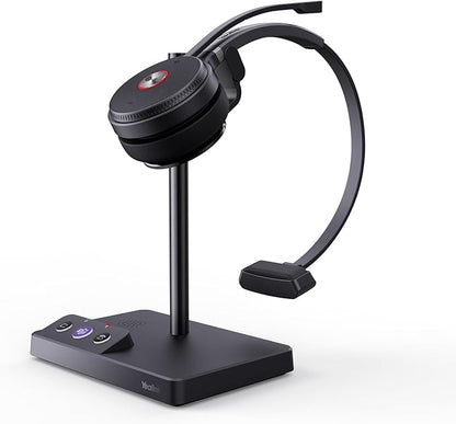 Yealink WH62 DECT Wireless Headset with DECT Base,525 Feet Range Teams/UC Zoom Certified Work Single ear Headset for Desk Phone and PC,Telephone Headset with Noise cancelling Mic,Ringer,13 H Talk Time