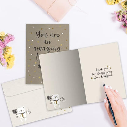 Tree-Free Greetings Teacher Appreciation Cards - Artful Designs - 1 Card + Matching Envelopes - Made in USA - 100% Recycled Paper - 5"x7" - Heartfelt, For Teacher, An Amazing Teacher (GO64417)