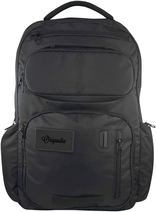 Origaudio Embarcadero Pack Business Backpack – 17 Inch Padded Laptop Sleeve – Laptop Compartment Zips Totally Open for TSA – 25 L Capacity & USB Techports– X-Large Pockets for Water Bottles and Sungla