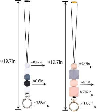 POPLOPP 2PCS Teacher Lanyards for ID Badges and Keys, Cute Silicone Beaded Lanyard for Women Nurse Employees Students