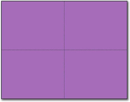 Blank Colored 4-up Postcard Paper by Desktop Publishing Supplies - 25 Sheets / 100 Postcards Pack - Printable with Laser or Inkjet Printer - Plain Matte Cardstock (Purple)