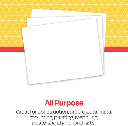 School Smart Railroad Board, 22 x 28 Inches, 6-Ply, White, Pack of 100
