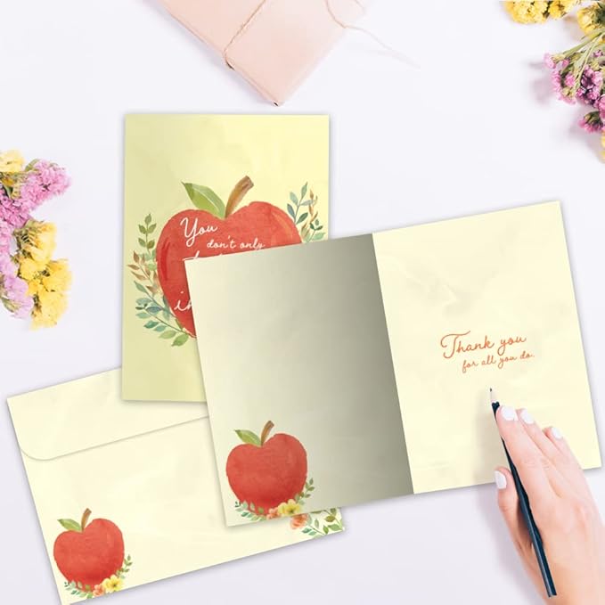 Tree-Free Greetings Teacher Appreciation Cards - Artful Designs - 1 Card + Matching Envelopes - Made in USA - 100% Recycled Paper - 5"x7" - Heartfelt, For Teacher, You Inspire (GO64427)