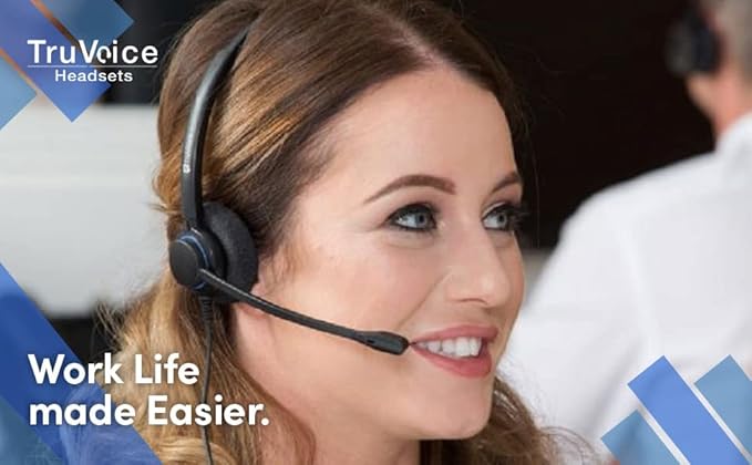 TruVoice HD-100 Office and Call Center Wired QD Headset with Noise Canceling Microphone and HD Speakers - Compatible with Mitel, Nortel, Avaya, Poly, Polycom, Shoretel, Digium, ESI, Fanvil Desk Phone