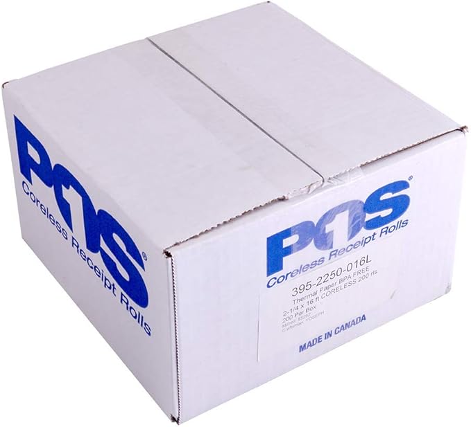 2 1/4 x 16 feet x 200 rolls CORELESS BPA Free Thermal Paper Rolls for Poynt and Pidion Thermal Receipt Printers. 18mm diameter