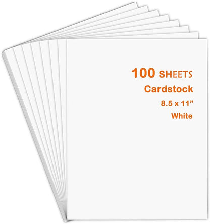 HTVRONT White Cardstock Paper Bundle - 100 Sheets Cardstock 8.5 x 11 Inch, 230 GSM Thick Cards for Cricut Machine, White Printer Paper for Scrapbooking, Crafts, Home Decoration (White/100 Sheets)