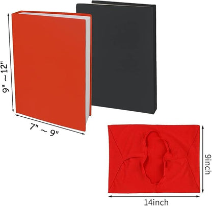 2 Pack Stretchable Book Sleeve Covers, for Paperbacks Hardcover Textbooks up to 9" x 12", Office Supplies with Free Sticker Labels (2 Pack, Grey)