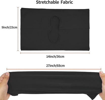 2 Pack Stretchable Book Sleeve Covers, for Paperbacks Hardcover Textbooks up to 9" x 12", Office Supplies with Free Sticker Labels (2 Pack, Black + Yellow)