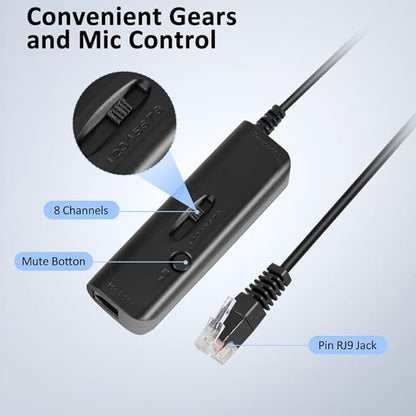 AGPTEK Hands-Free Call Center Noise Cancelling Corded Binaural Headset Headphone with 4-Pin RJ9 Crystal Head and Mic Microphone for Desk Phone - Telephone Counselling Services, Insurance, Hospitals