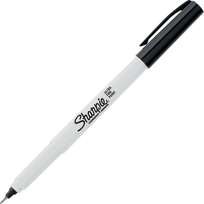 Sharpie Permanent Markers, Ultra Fine Tip Markers Set, Quick Drying And Fade Resistant Artist Marker For Wood, Plastic Paper, Metal, And More, Drawing, Coloring, And Poster Marker Black, 12 Count