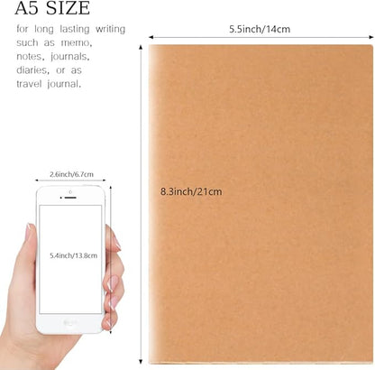 30 Pack Journal Notebook, Kraft Cover Lined Paper Journal for Traveler, Notes, Memo - Bulk Journals Sewn Brown Notebook, 80 Pages, 8.3'' x 5.5''