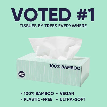 Bamboo Facial Tissues - 12 Boxes of Eco-Friendly, 3-Ply Hypoallergenic Tissues, 90 Sheets per Box, FSC Certified, Plastic-Free Packaging, Soft & Gentle for Home Use