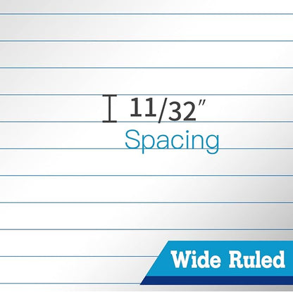 8.5"x11" Legal Pads,Wide Ruled,White Paper,12 Pack,50 Sheets Per Writing Pad,Micro perforated Writing Pad,BL-MWT50W-12PAD