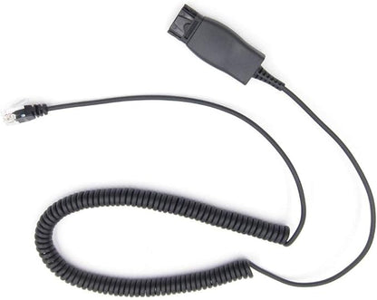 HIS-1 Quick Connect Disconnect Cable to RJ9 Plug Adapter Replacement QD Release Coil Cord Extension for Plantronic Headsets Compatible with Avaya IP 1608, 1616, 9610, 9620, 9620L, 9620C, 9630, 9630G
