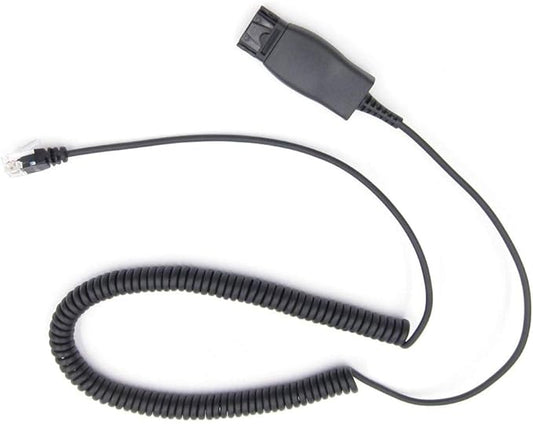 HIS-1 Quick Connect Disconnect Cable to RJ9 Plug Adapter Replacement QD Release Coil Cord Extension for Plantronic Headsets Compatible with Avaya IP 1608, 1616, 9610, 9620, 9620L, 9620C, 9630, 9630G