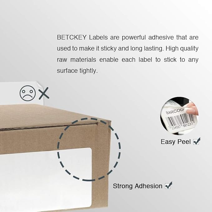 BETCKEY - Compatible DYMO 30252 (1-1/8" x 3-1/2") Address & Barcode Labels - Compatible with DYMO Labelwriter 450, 4XL, NOT Fit 550 & 5XL [6 Rolls/2100 Labels]