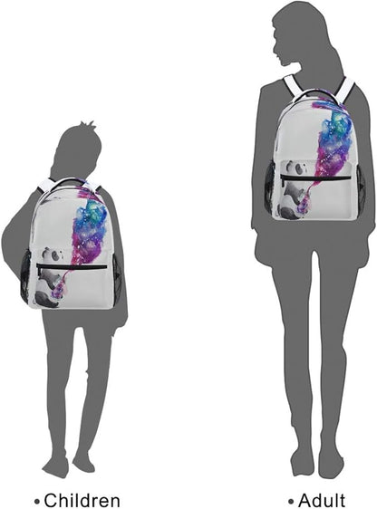 Blueangle Panda Holding Galaxy Glass Jar Printing Computer Backpack - Lightweight School Bag for Girls, Boys, Teens