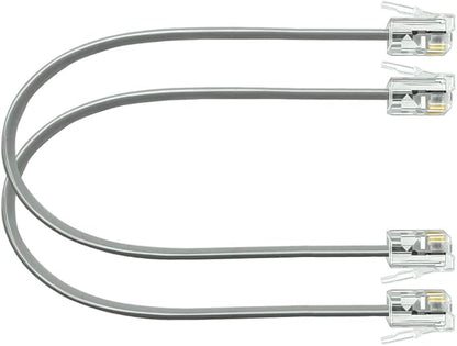 NECABLES 2Pack 8 Inch Short Telephone Cord Phone Cable Wall Phone Cord for Landline RJ11 6P4C Male to Male