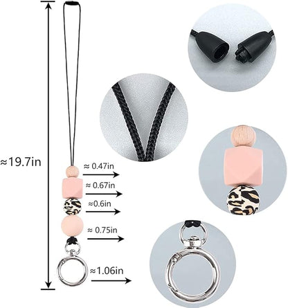 POPLOPP 3PCS Teacher Lanyards for ID Badges and Keys, Cute Silicone Beaded Lanyard for Women Nurse Employees Students