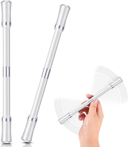 Outus 2 Pieces Spinning Pen Rolling Finger Rotating Gaming Trick Pen Mod with Tutorial No Refill Stress Releasing Brain Training Toys for Adults Office Supplies(White and Silver)