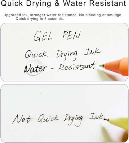 Retractable Gel Pens,8ct Black Ink 0.5mm Fine Point Pens Comfort Grip Smooth Writing Pens with Aesthetic Gradient Color Barrel for Journaling Note Taking Office School Supplies