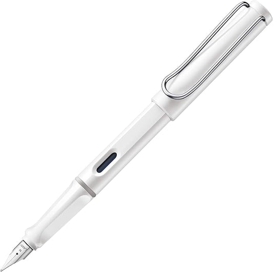 LAMY safari white - Fountain Pen with ergonomic grip & polished steel nib in size F - ideal for any Writing & Calligraphy - including LAMY T 10 blue cartridge - Right-Handed