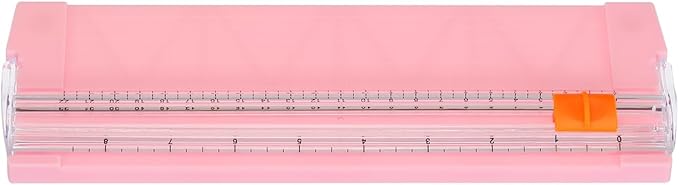 PATIKIL Paper Trimmer, Plastic Portable A5 Paper Cutter Slicer Tool with Side Ruler for Scrapbooking Craft Paper Photo Cardstock Label, Pink
