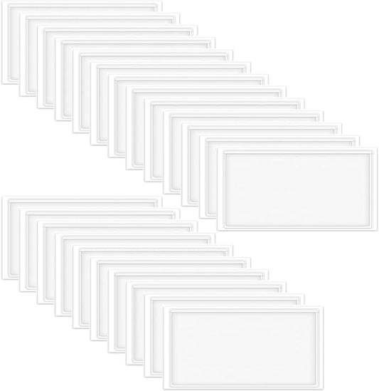 60 Pack Clear Self Adhesive Label Pockets, 4 x 2 Inch Label Holders Index Card Pockets Card Holder Shelf Label Holder for Organizing