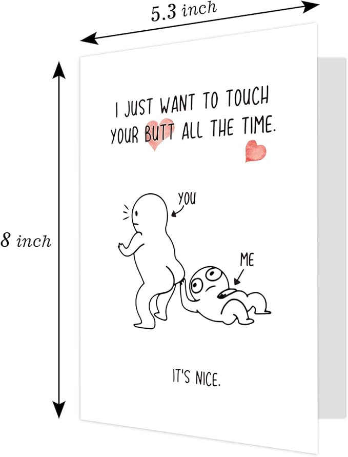 Ogeby Funny Valentines Day Card Gifts for Boyfriend Girlfriend, Naughty Valentines Day Gifts for Husband Wife, Cute Anniversary Card for Him Her, Touch My Butt Love Card