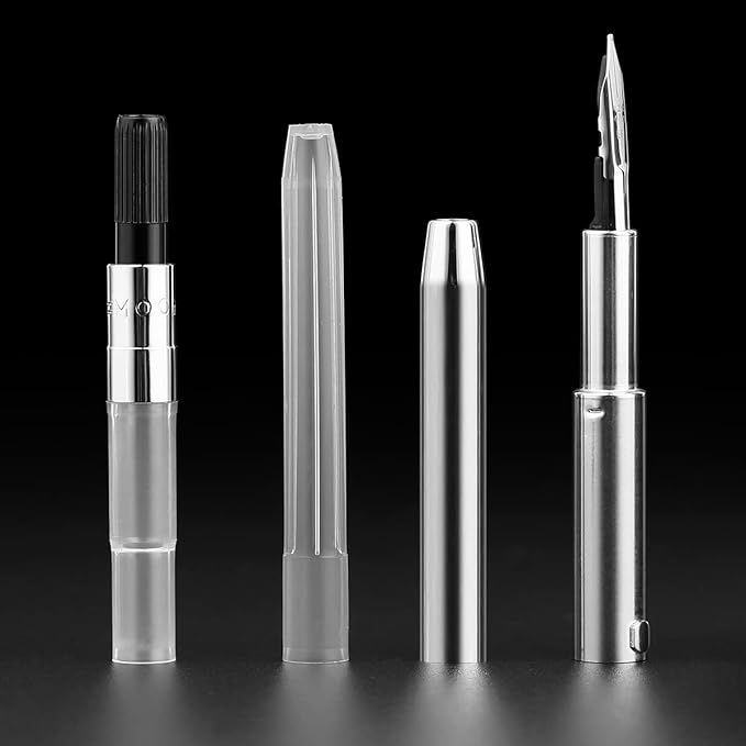 Majohn A2 Press Fountain Pen Extra Fine Nib with Box, Retractable Lake Blue Resin Ink Pen with Converter Writing Set (Black Clip Version）