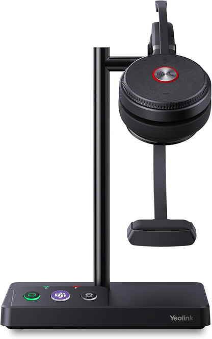 Yealink WH62 Mono DECT Wireless Headset 525 ft Range for Microsoft Teams, Work Headset with 2x Noise Canceling Mic for IP Phone and Computer, Single Ear Headset with Call Control, Ringer,13H Talk Time