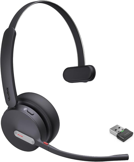 Yealink BH70 Mono Wireless Bluetooth Headset with Microphone for Work, up to 35h Talking Battery Life, 3-Mic Noise Cancellation, 91g Lightweight Microsoft Teams Certified Work Headsets for PC, USB-A