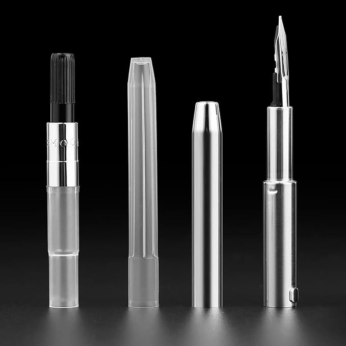 Majohn A2 Press Fountain Pen Extra Fine Nib with Box, Retractable Orange Resin Ink Pen with Converter Writing Set (Black Clip Version）
