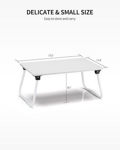 Ruxury Foldable Lap Desk Laptop Stand Bed Desk Table Tray, Breakfast Serving Tray, Portable & Lightweight Mini Table, Lap Tablet Desk for Sofa Couch Floor - White