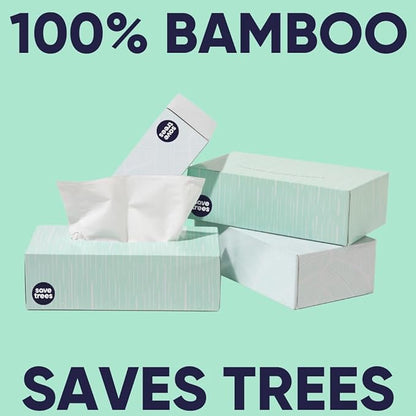 Bamboo Facial Tissues - 12 Boxes of Eco-Friendly, 3-Ply Hypoallergenic Tissues, 90 Sheets per Box, FSC Certified, Plastic-Free Packaging, Soft & Gentle for Home Use