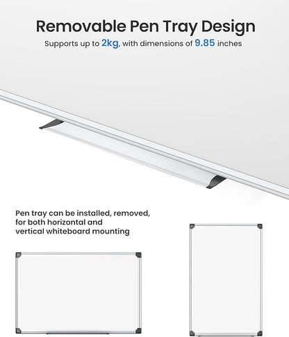 VUSIGN 12PCS Magnetic White Board Kit for Wall 18" x 12", 12 Dry Eraser & 24 Multicolor Markers & 48 Magnetic Pins, Sliver Reinforced Aluminum Frame for Home, School, Office