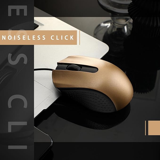 Hoteam 12 Pcs Wired Computer Mouse Bulk Cord USB Computer Mice Ergonomic Wired Mouse for Pcs, Computers, Laptops, Gaming Office Home Supplies(Gold)