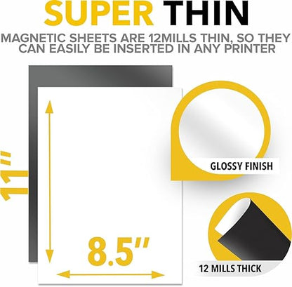 X-bet MAGNET Inkjet-Optimized Printable Magnetic Sheets - 8.5x11 Paper for DIY Stickers, Decorations, Labels - Easy to Print, Cut & Create Your Own Magnets (Glossy, 15pcs)
