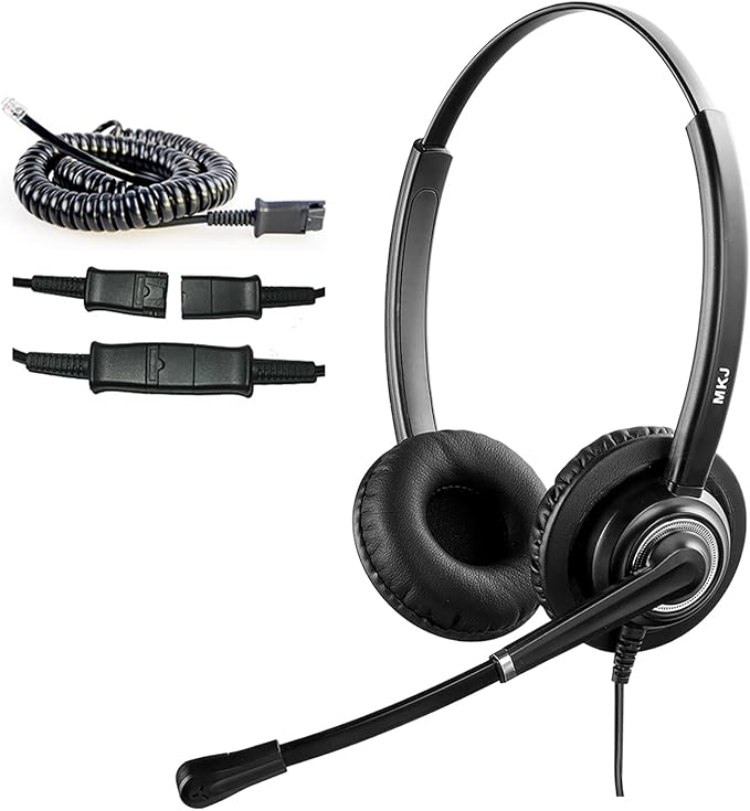 MKJ Telephone Headset with Microphone Noise Canceling Corded RJ9 Dual Ear Cisco Headset for Cisco Landline Phone CP-7821 CP-7841 7931G 7940 7942G 7945G 7960 7962G 7965G 7970 8841 8865 8961 9951