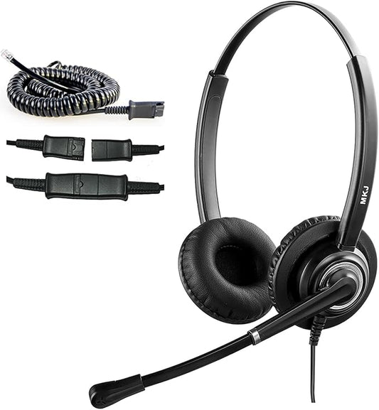 MKJ Telephone Headset with Microphone Noise Canceling Corded RJ9 Dual Ear Cisco Headset for Cisco Landline Phone CP-7821 CP-7841 7931G 7940 7942G 7945G 7960 7962G 7965G 7970 8841 8865 8961 9951