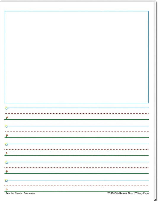 Teacher Created Resources (76540) Smart Start 1-2 Story Paper: 40 sheet tablet, White