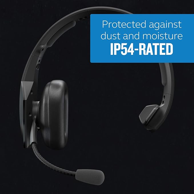 BlueParrott B550-XT Voice-Controlled Trucker Bluetooth Headset – Industry Leading Sound with Long Wireless Range, Comfort for All-Day Wear - Ideal for Anyone On-The-Go, Up to 24hrs of Talk Time, Black