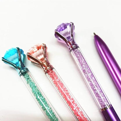 Diamond Pens Pack of 10 ，Big Crystal Diamond Ballpoint Pens Retractable Metal Quicksand l Pens ，for Office Supplies, Decorations, Women Gift(10 pens)…