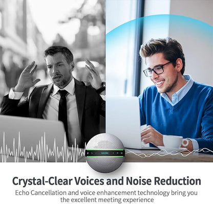 2 in 1 Daisy-Chain Conference Speaker for 12 Attendees, Each Bluetooth Speakerphone with 6 Mics, USB/Dongle/Bluetooth Connection, Compatible with Conferencing Apps for Home Office