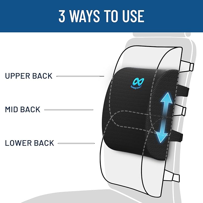 Everlasting Comfort Seat Cushion and Lumbar Support Pillow - Premium Memory Foam Office Chair Cushions for Enhanced Posture, Support, All-Day Comfort - Multi-Use for Car, Desk Chair, Gaming Chair